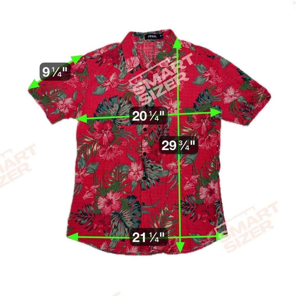 Jogal Tropical Red Green Floral Hawaiian Shirt Men’s Size M - Picture 6 of 6
